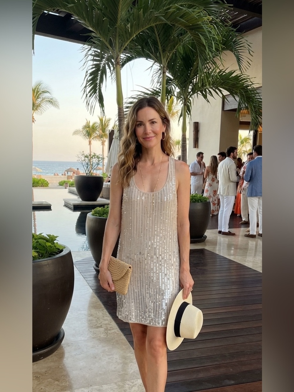 Club Monaco sequin sleeveless slip sill dress